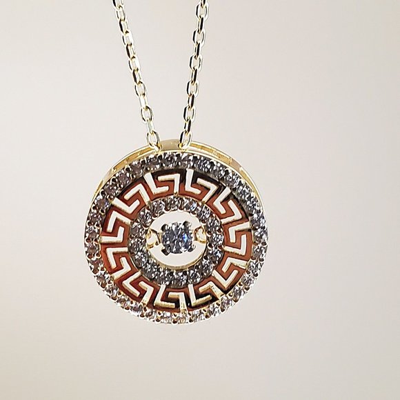 10K GOLD PENDANT NECKLACE / Gold Jewelry / Cubic Zirconia / Handmade - Picture 1 of 3